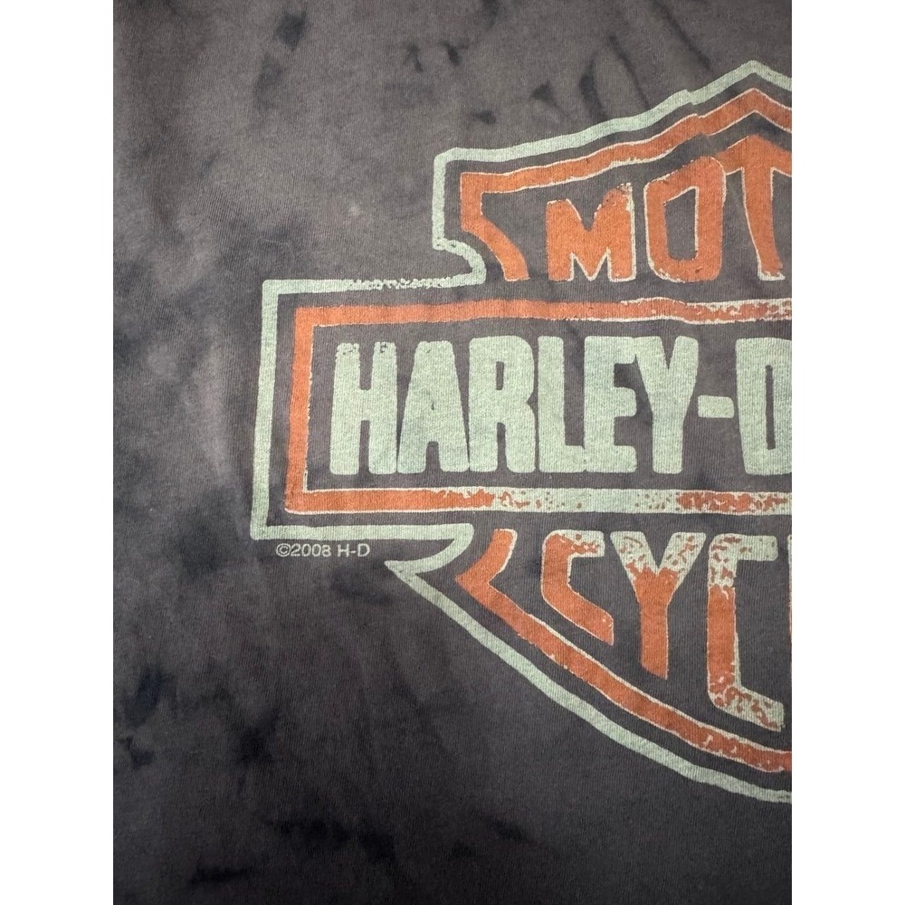 Harley-Davidson Y2K T-Shirt Women‎ 2XL Black Tie Dye 2008 Utah Cap Sleeve - Picture 3 of 9